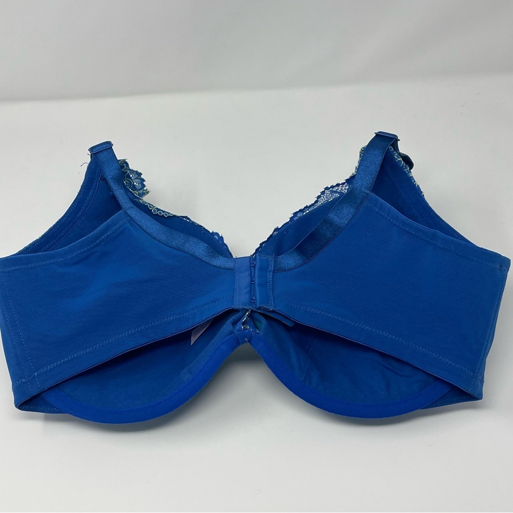 Cacique Women's Underwire Deep Cleavage Padded Bra Bright Blue Lace Size 40DD - Picture 7 of 8